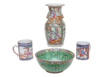 Set Of 4 Chinese Export Famille Rose And Famille Verte Porcelain Collection