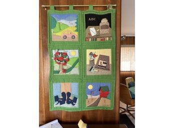 Handmade Patchwork Quilt Depicting Gold And Teaching Intreset