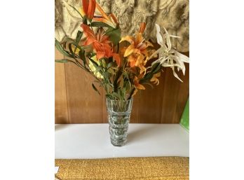Heavy Tapering Vase With Faux Floral Arrangement