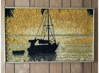 Custom Framed Shag Wook Sailboat Wall Handgng