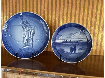 Two Royal Copenhagen Blue And White Plates