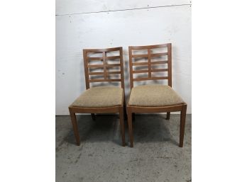 Pair Of Cushioned Wood Dining Room Chairs