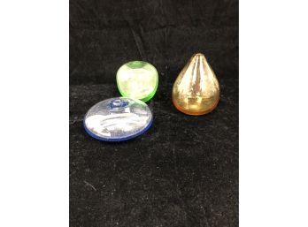 Set Of Handblown Glass Paperweights