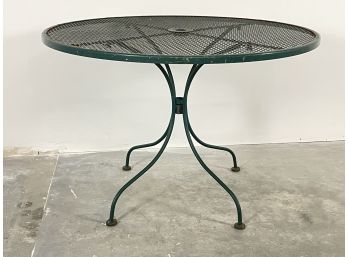 Green Steel Patio Table With Umbrella Stand