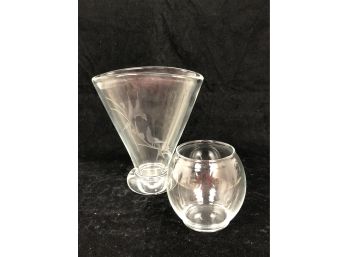 Pair Of Small Crystal Vases