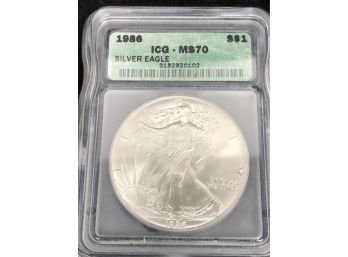 1986 American Silver Eagle $1 ICG MS70