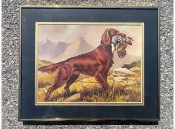 Robert Lemmi, Irish Setter With Pheasant, Framed Hunt Print