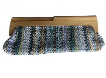 Big Buddha Crochet Knit Clutch Purse With Wood Frame