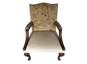 French Fauteuil Armchair With Needlepoint Backrest And Arms