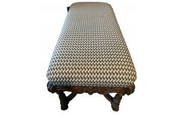 Upholstered Vintage Carved Bench