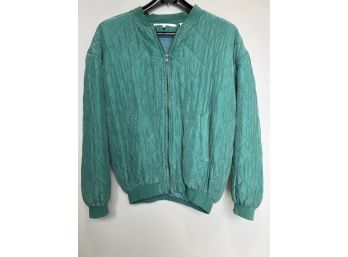 Perry Ellis Sea Green Quilted Silk Jacket - Women's M