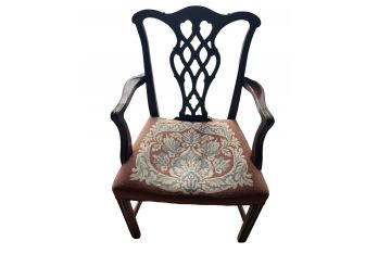 Vintage French Fauteuil Armchair With Needlepoint Seat
