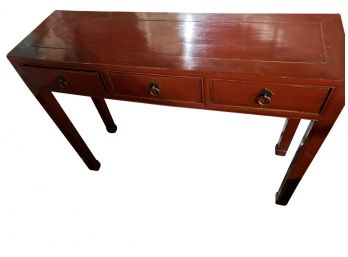 Vintage Glossy Red Console Table