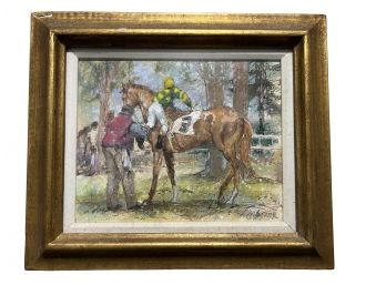Framed Equine Painting - Jockey And Valet