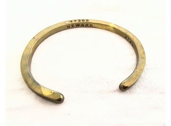Brass Cuff Bracelet With Diamond Repurposed From Gun Ammunition