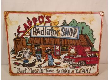 Vintage Black Americana Sappos Radiator Shop Metal Sign
