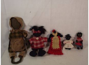 Vintage Five (5) Piece Black American Hand Made Doll Lot