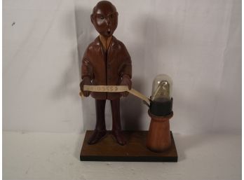 Vintage Carved Wooden Stock Broker Statue