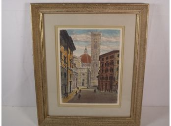 Vintage Street Scene Watercolor Painting