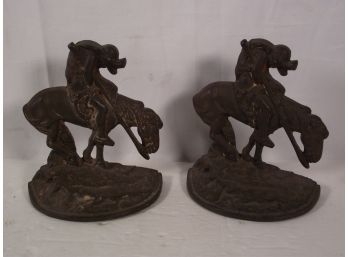 Vintage Cast Iron Bookends Of The Trails End