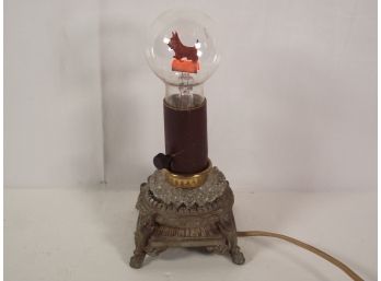 Antique Lamp With Dog Lightbulb