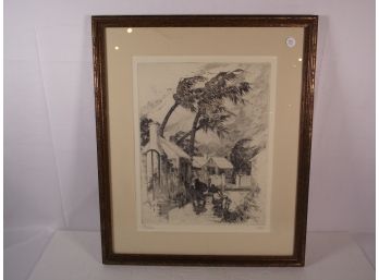 Engraving Dated 1990 - Storm Scene