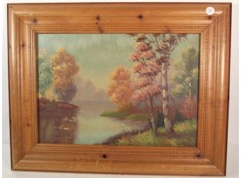 Landscape Oil Painting On Canvas - Signed S. Winthrop