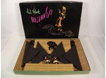 Vintage Lil Black Mambo Luncheon Set In Box