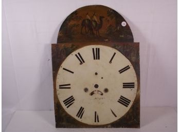 Antique Hand Painted Metal Clock Face