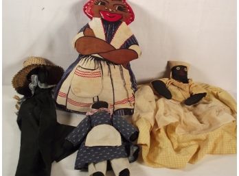 Vintage Four (4) Piece Black Americana Hand Made Doll Lot