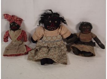 Vintage Three (3) Piece Black Americana Handmade Doll Lot