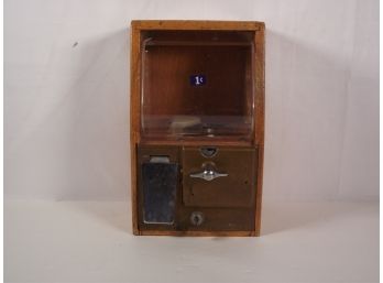 Vintage One Cent Wooden Gum Ball Machine