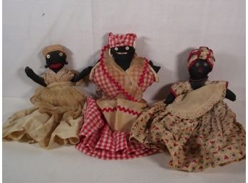 Vintage Three (3) Piece Black Americana Hand Made Doll Lot
