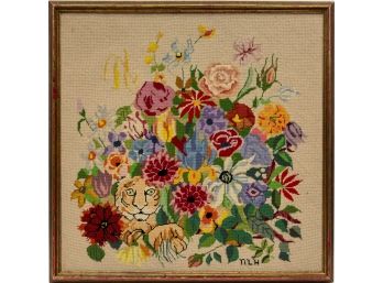 Tiger Among The Flowers Needlepoint