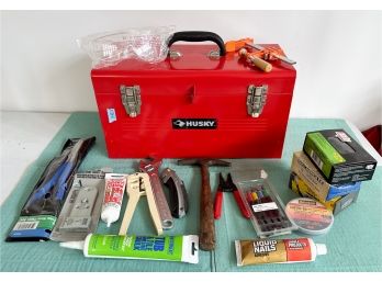 Husky Single Tray Lockable Metal Tool Box With Tools And Supplies