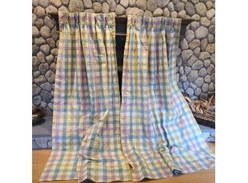 Plush And Lined Pastel Checkered High Qualuty Designer Curtains