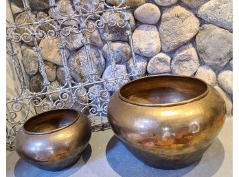 Two Exceptional Vintage Brass Decorative Bowls