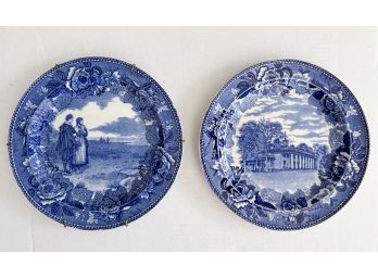 (2) Wedgewood Plates The Return Of The Mayflower And Mount Vernon The Home Of Washington