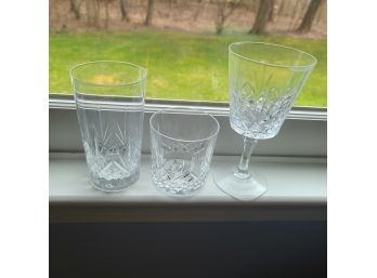 3 Cut Glass Sizes, 21 Total,  6 Are Wine Or Water Glasses 7 Rock Glasses And 8 High Balls