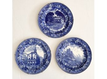 (3) Wedgewood Plates Old State House Boston,  The Witch House And Old Ironsides
