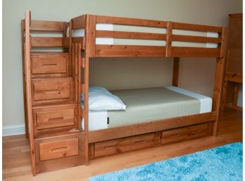 Twin Bunk Beds With (6) Storage Drawers And (2) Sealy Embody Introspection Memory Foam Mattresses