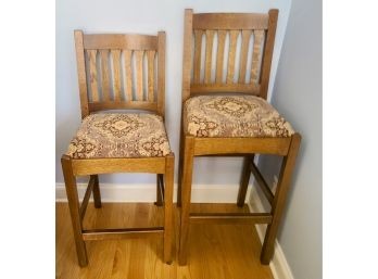 His And Hers Matching Upholstered Barstools By Stickley