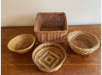 Grouping Of 4 Quality Well Made Baskets