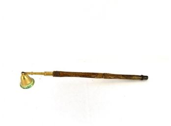 Vintage Brass Candle Snuffer W/ Wooden Handle