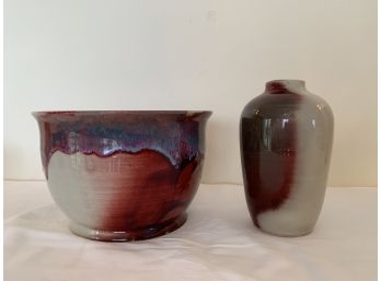Two Sanguine Artisan Pottery Pieces