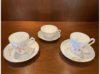 Three Demitasse Tea Cups & Saucers