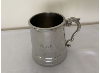 Vintage Pewter Toddler Cup Engraved “Peter”