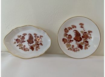 Two Wedgwood Small Bone China Dishes With Original Boxes, Golden Cockerel