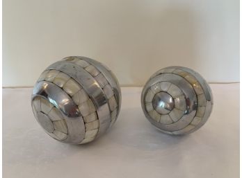 Chrome And Abalone Decorative Spheres