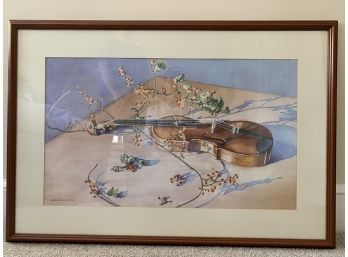 Custom Framed Signed Watercolor 'Bittersweet Melodies' By Natalie Gillham (American, 20th Century)